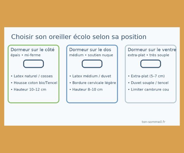 Choisir son oreiller écologique selon sa position : côté, dos, ventre